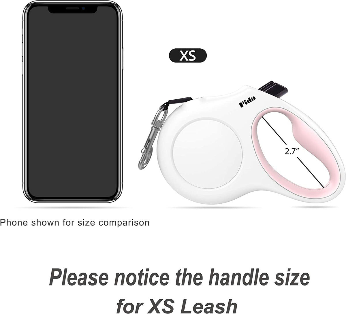 10-Foot Retractable Dog Leash with Built-In Waste Bag Dispenser in White and Pink