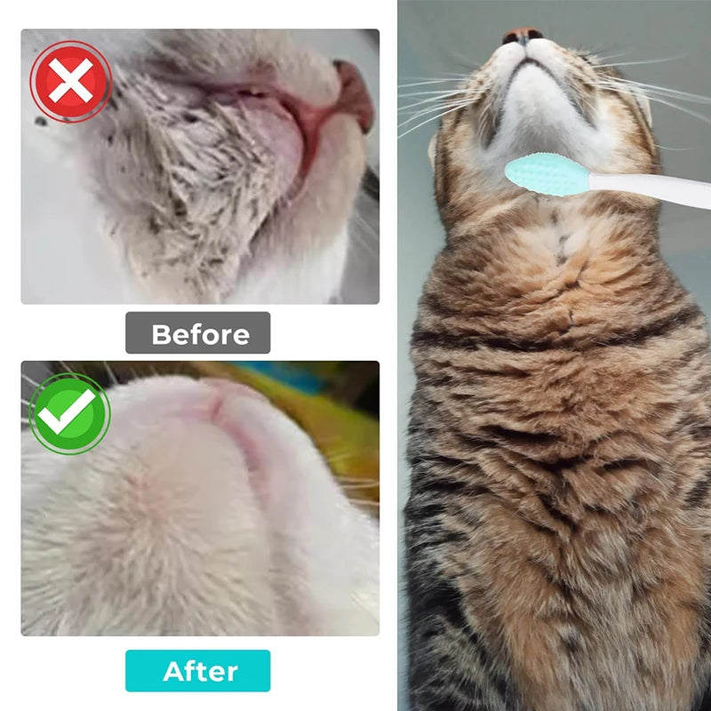 Professional Cat Grooming Brush for Chin Acne Treatment - Soft Silicone Exfoliating Scraper