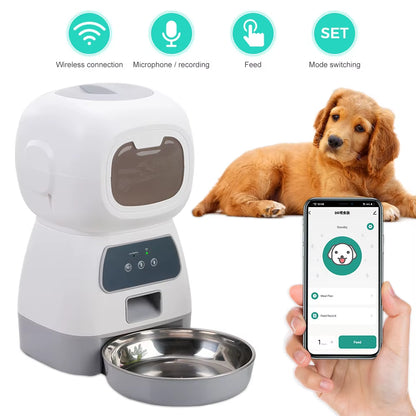 4.5L WiFi-Enabled Automatic Pet Feeder with Voice Recording and Timer for Large Cats and Dogs
