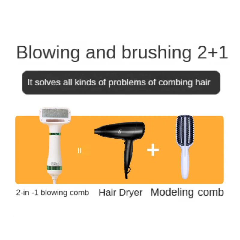 2-in-1 Quiet Pet Dryer and Grooming Kit for Dogs and Cats with Low Noise Temperature Control