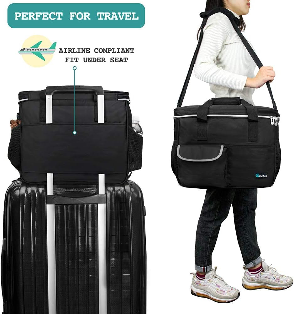 Medium Black Pet Travel Organizer and Supplies Carrier