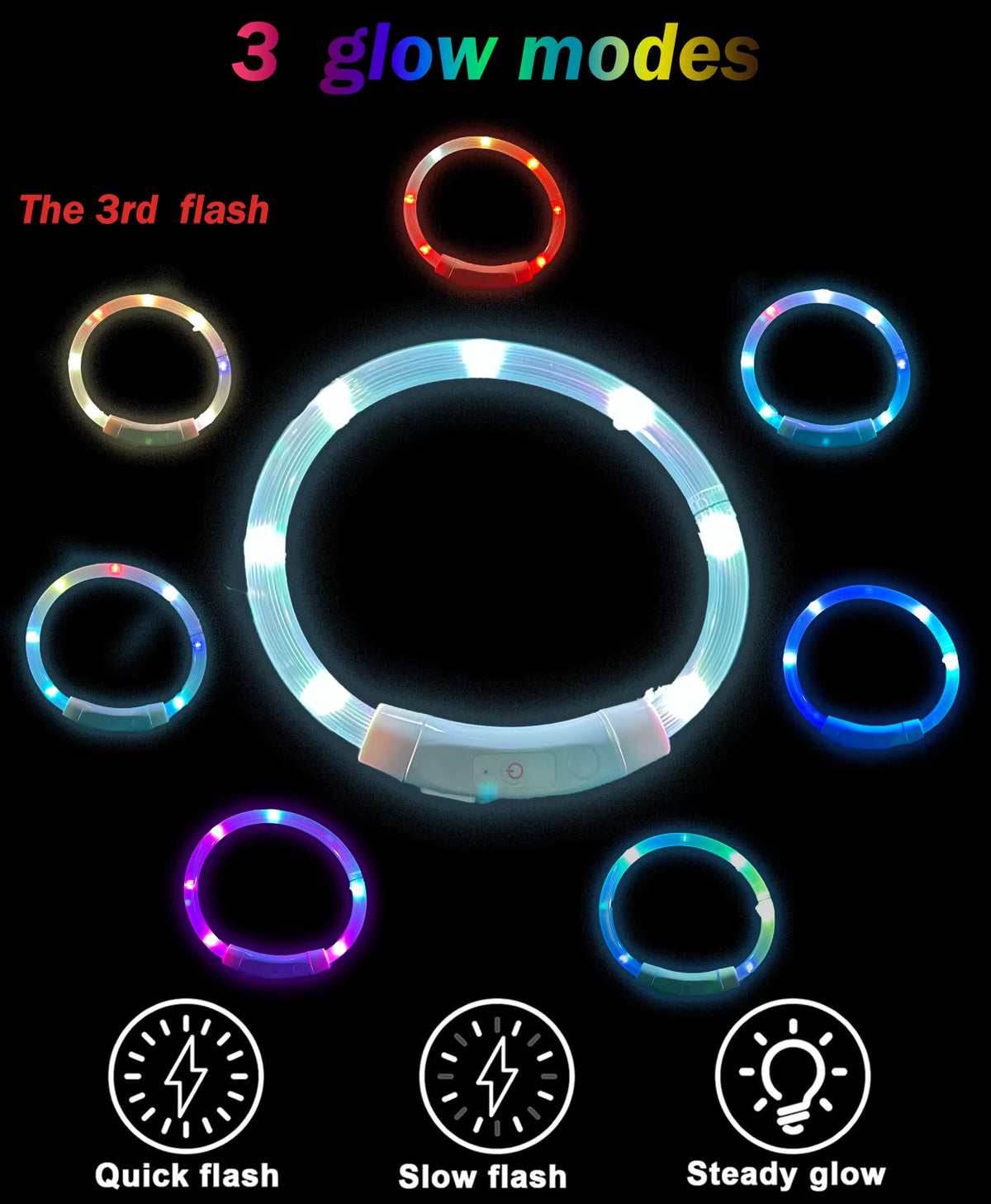 LED Rechargeable Pet Collar - Light Up Dog and Cat Collar for Christmas Decoration and Gifting