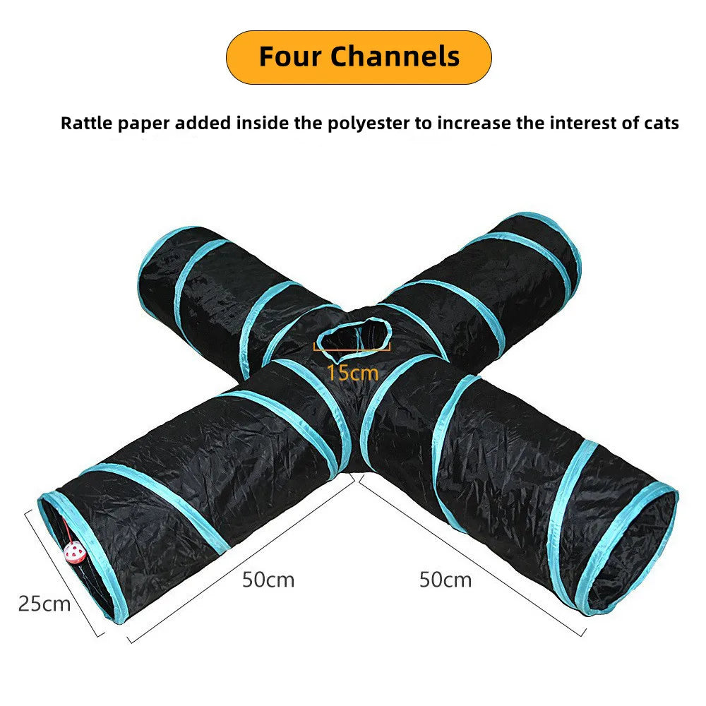 Foldable Cat Tunnel - Breathable Indoor Play Tunnel for Cats, Durable Design with Noise-Reducing Paper