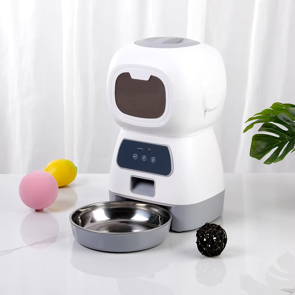 3.5L Smart Automatic Pet Feeder with WiFi App Control and Timed Dosing, Includes 2L Automatic Water Fountain and Cat Bowl