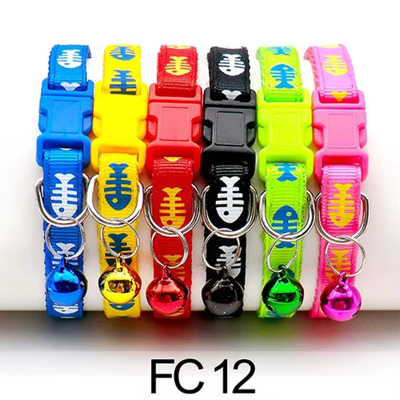 12-Pack Adjustable Cat Collars with Bells - Wholesale Pet Accessories for Cats and Kittens
