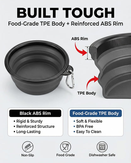 Set of 2 Durable Collapsible Dog Water Bowls for Travel