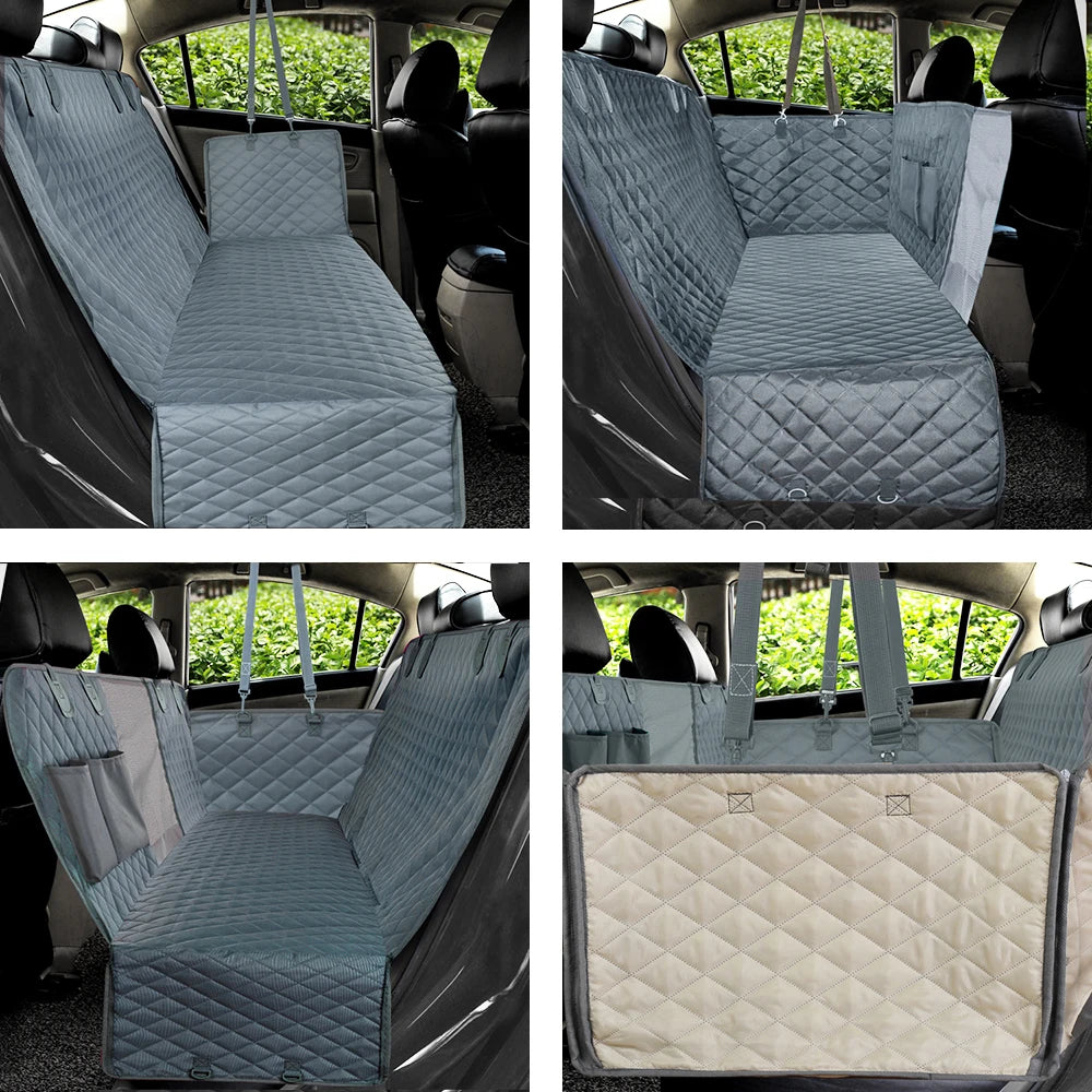 PETRAVEL Waterproof Dog Car Seat Cover - Hammock Style Rear Seat Protector and Safety Carrier for Pets