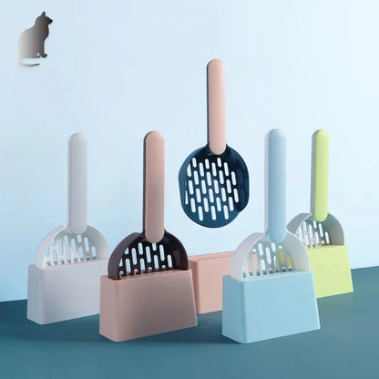 Professional Cat Litter Scoop with Base - Self-Cleaning Kitten Toilet Cleaning Tool