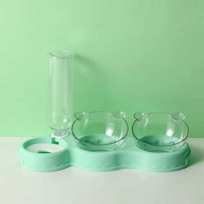 Automatic 3-in-1 Pet Feeder with Double Bowls and Water Reservoir for Cats and Dogs