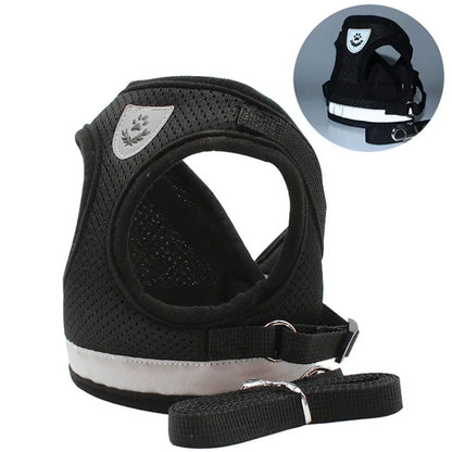 Adjustable Reflective Cat Harness and Leash Set - Escape Proof Mesh Vest with Collar for Small Dogs and Cats