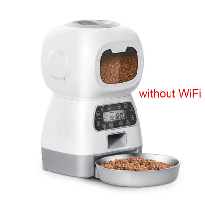 Automatic 3.5L Pet Feeder with WiFi Connectivity, Voice Recorder, and Slow Feed Design for Cats and Dogs - Large Capacity Timed Food Dispenser