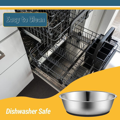 Lightweight Stainless Steel Pet Bowls, 3-Cup Capacity Each, Set of 2