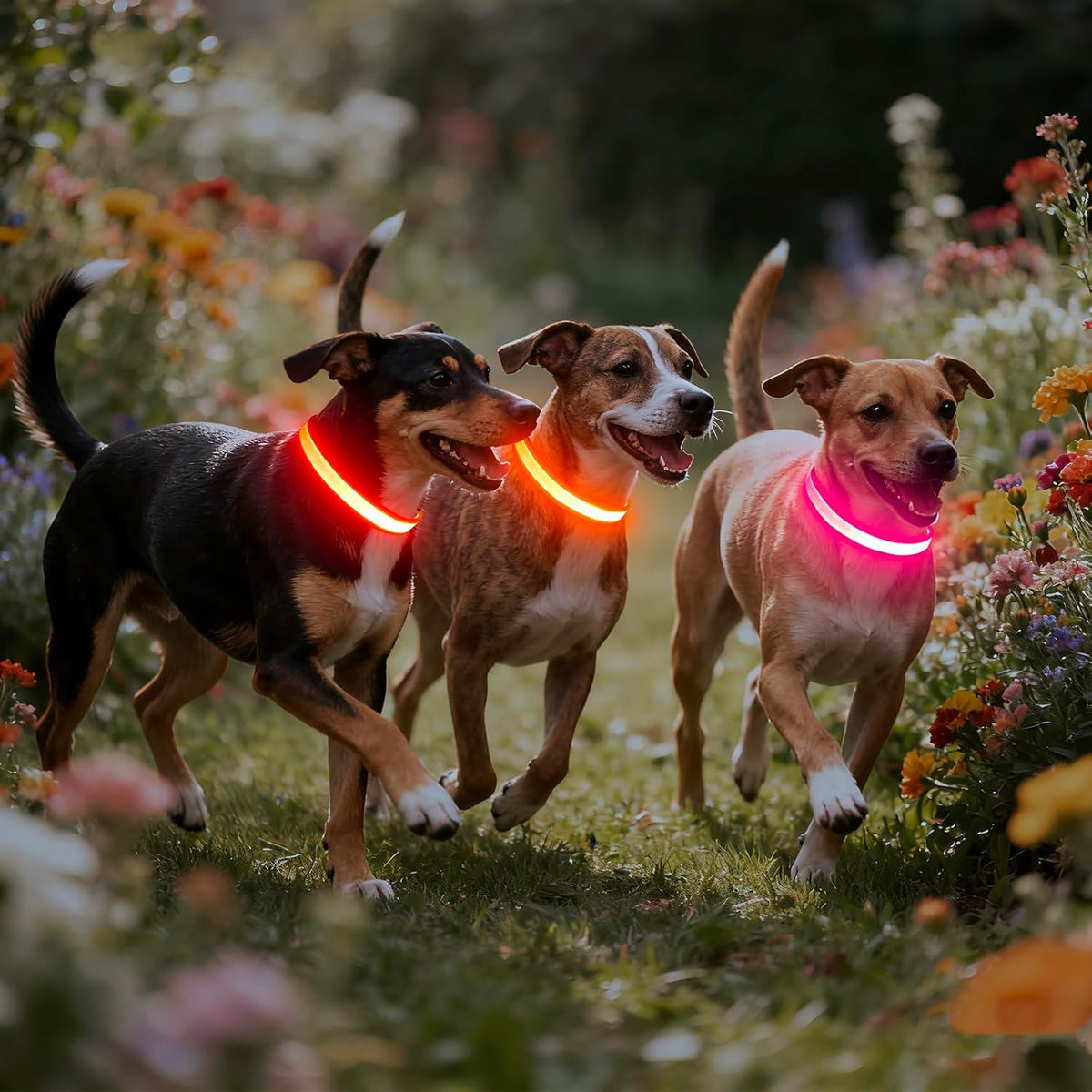 Adjustable USB Rechargeable High-Visibility LED Dog Collar for Medium Breeds - Red