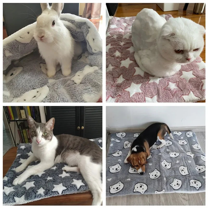Thickened Fleece Dog and Cat Bed Mat - Soft, Washable Cushion Rug for Home Comfort