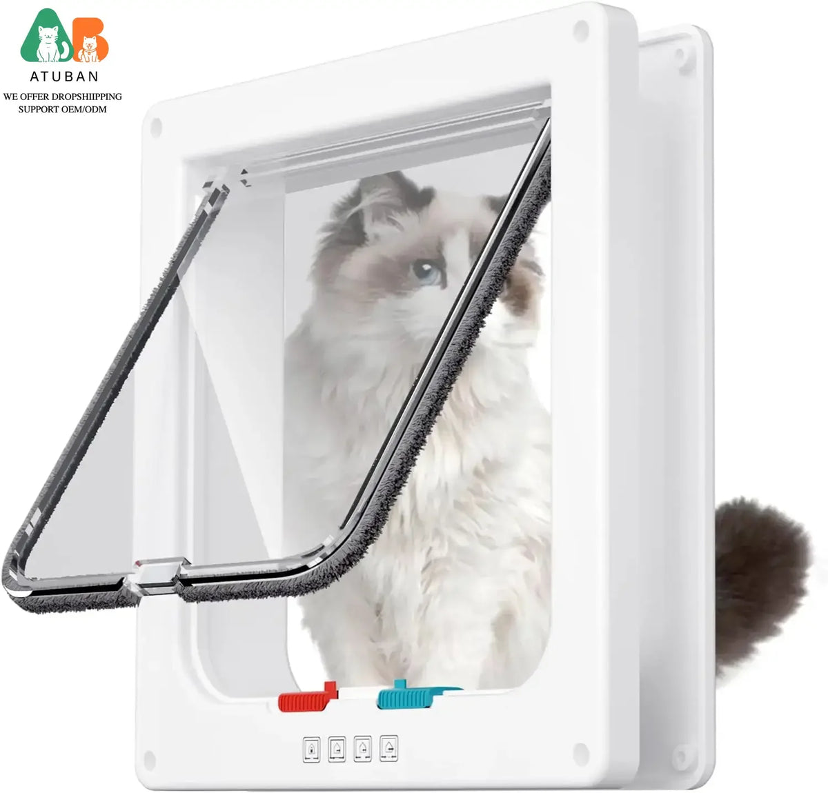 Premium Large Cat Door for Interior and Exterior Use - 4-Mode Locking Mechanism, Ideal for Windows and Walls, Strong and Durable