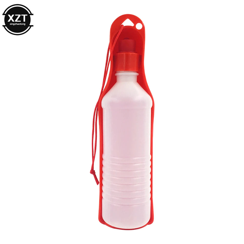 Portable Outdoor Dog Water Bottle with Foldable Feeding Bowl and Automatic Water Dispensing System