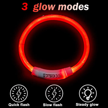 LED Rechargeable Pet Collar - Light Up Dog and Cat Collar for Christmas Decoration and Gifting