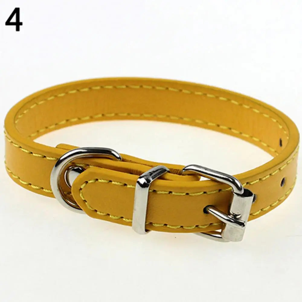 Small Dog and Cat Collar Leather Metal Buckle Dog Collar Adjustable Necklace Cat Puppy Kitten Collar Dogs Harnesses Leads Collar