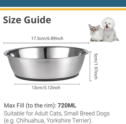 Lightweight Stainless Steel Pet Bowls, 3-Cup Capacity Each, Set of 2
