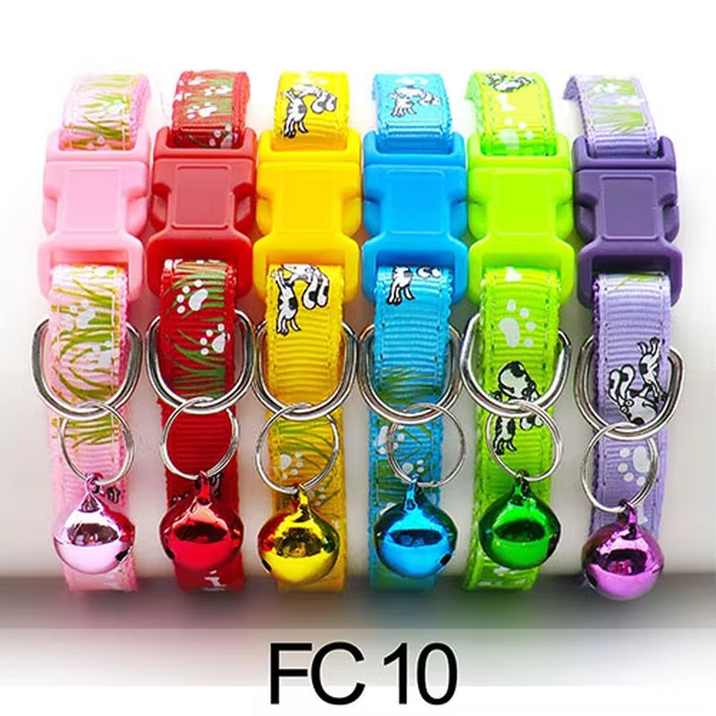 12-Pack Adjustable Cat Collars with Bells - Wholesale Pet Accessories for Cats and Kittens