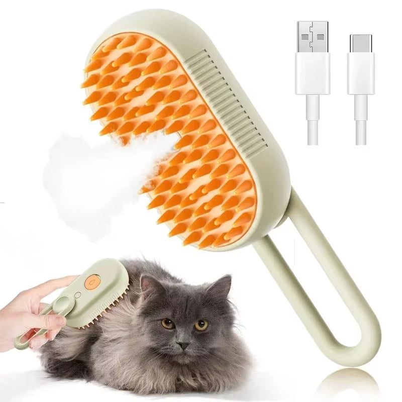 3-in-1 Steam Pet Brush for Effective Grooming and Hair Removal for Dogs and Cats