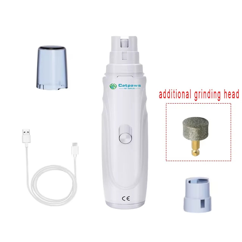 USB Rechargeable Electric Dog Nail Grinder - Quiet Pet Nail Grooming Tool for Cats and Dogs
