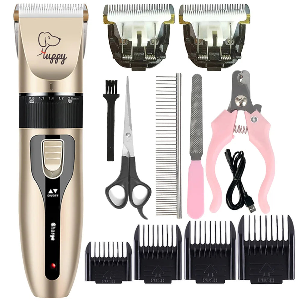 Professional Cordless Rechargeable Pet Grooming Clipper Set for Dogs, Cats, and Rabbits