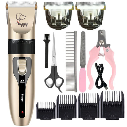 Professional Cordless Rechargeable Pet Grooming Clipper Set for Dogs, Cats, and Rabbits