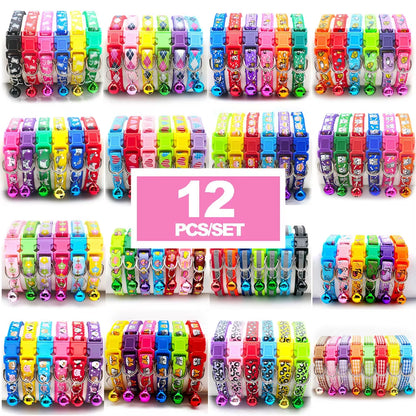 12-Pack Adjustable Cat Collars with Bells - Wholesale Pet Accessories for Cats and Kittens
