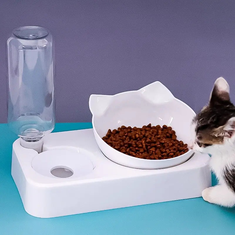 Ergonomically Designed Pet Bowl with 15-Degree Tilt for Cervical Vertebrae Support - Automatic Dog Food and Water Feeder