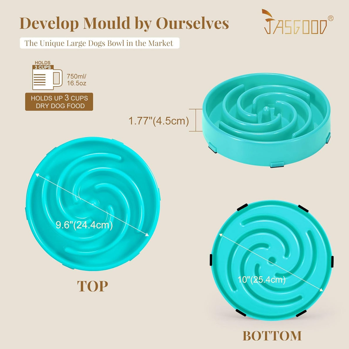 Slow Feeder Bowl for Large and Medium Dogs - Anti-Gulping Design to Prevent Bloat and Choking