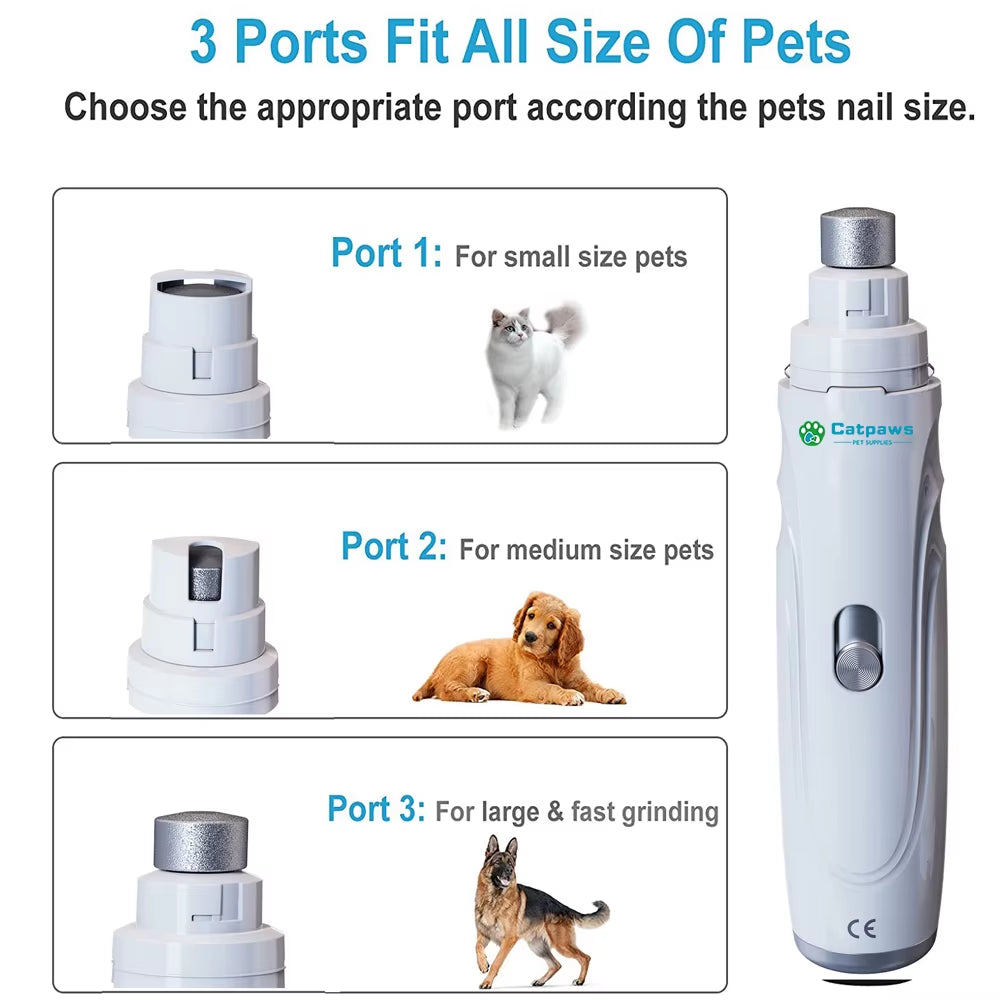 USB Rechargeable Electric Dog Nail Grinder - Quiet Pet Nail Grooming Tool for Cats and Dogs