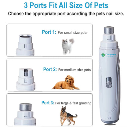 USB Rechargeable Electric Dog Nail Grinder - Quiet Pet Nail Grooming Tool for Cats and Dogs
