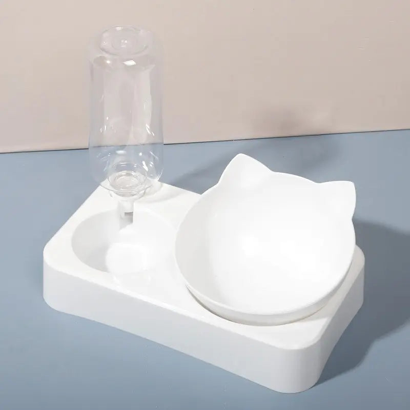 Ergonomically Designed Pet Bowl with 15-Degree Tilt for Cervical Vertebrae Support - Automatic Dog Food and Water Feeder