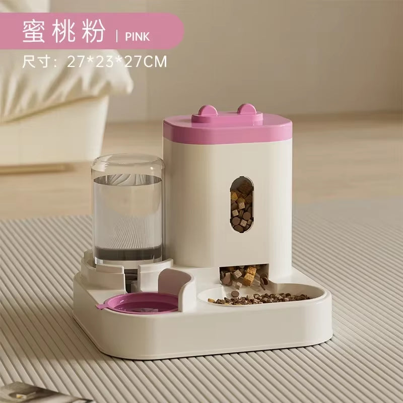 Automatic Pet Feeder and Water Fountain with Large Capacity Food Storage Dispenser for Dogs and Cats