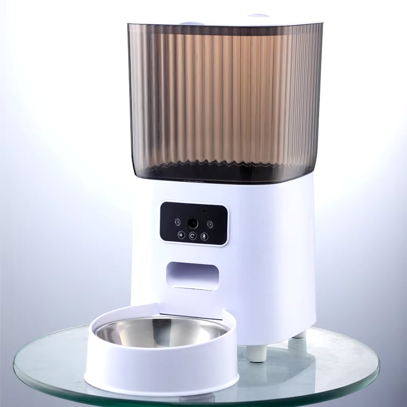 5L Automatic Pet Feeder with Camera - Smart Dog and Cat Food Dispenser, WiFi Enabled, Timed and Quantitative Stainless Steel Feeding Bowl