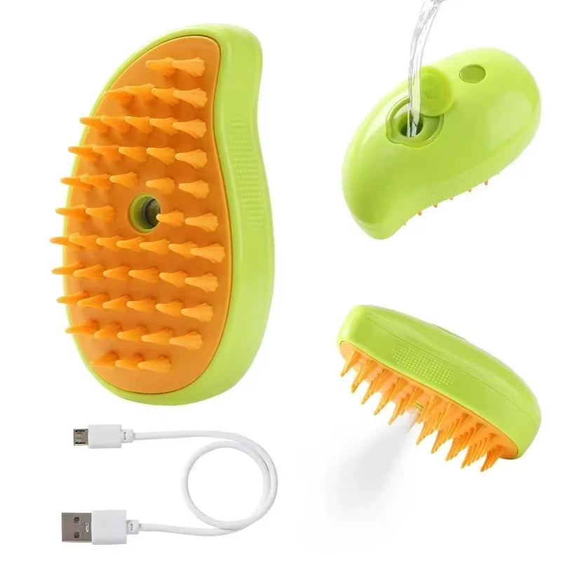3-in-1 Steam Pet Brush for Effective Grooming and Hair Removal for Dogs and Cats