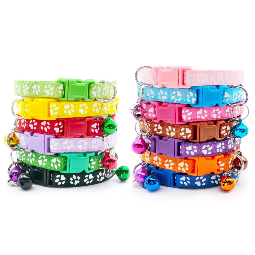 12-Pack Adjustable Cat Collars with Bells - Wholesale Pet Accessories for Cats and Kittens