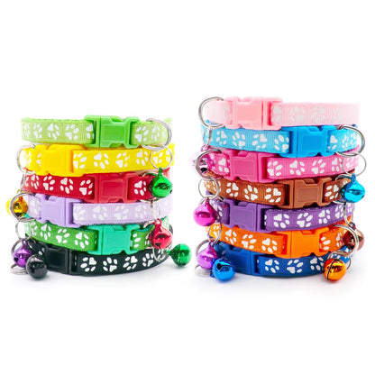 12-Pack Adjustable Cat Collars with Bells - Wholesale Pet Accessories for Cats and Kittens