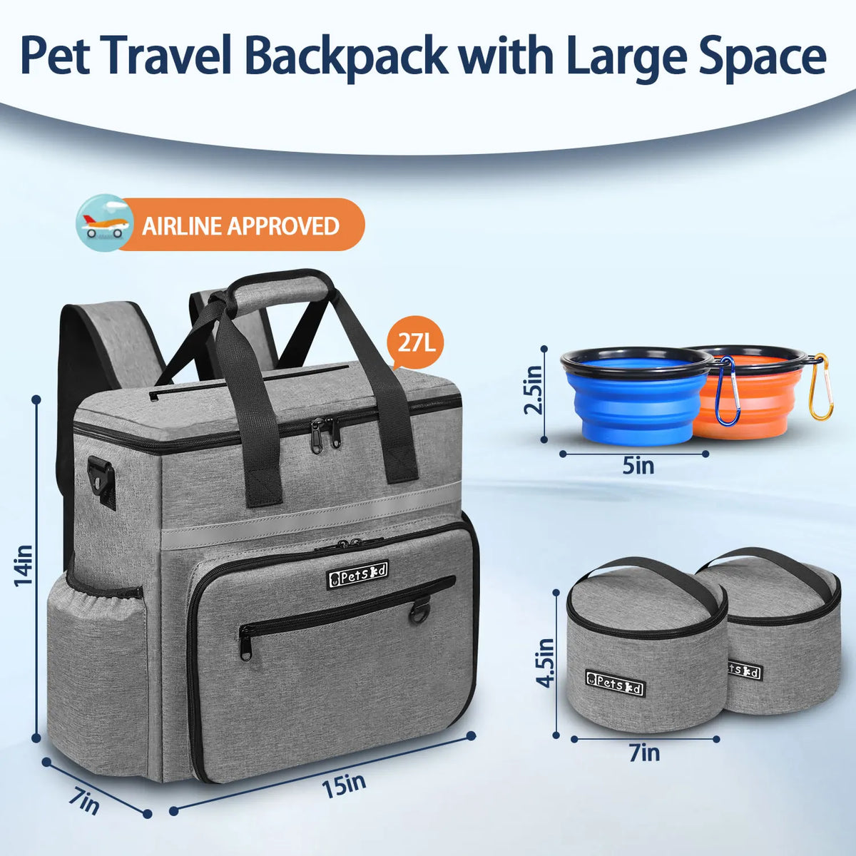 Premium Outdoor Dog Organizer Backpack with Bowl Set and Multi-Functional Storage Pockets for Pet Food and Accessories