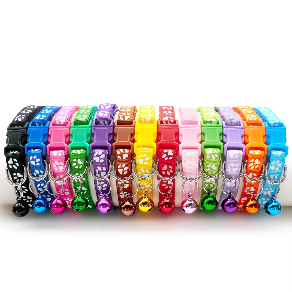 12-Pack Adjustable Cat Collars with Bells - Wholesale Pet Accessories for Cats and Kittens