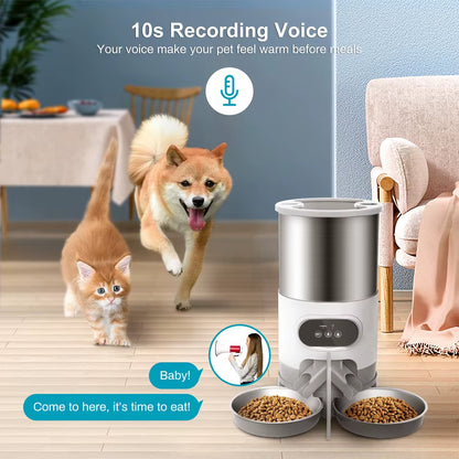 4.5L WiFi-Enabled Automatic Pet Feeder with Voice Recording and Timer for Large Cats and Dogs