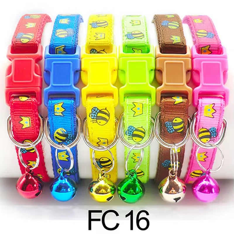 12-Pack Adjustable Cat Collars with Bells - Wholesale Pet Accessories for Cats and Kittens