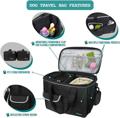 Medium Black Pet Travel Organizer and Supplies Carrier