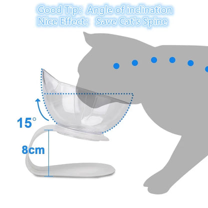 Non-Slip Double Cat Bowl with Inclined Stand for Food and Water - Pet Feeding Solution for Cats and Dogs