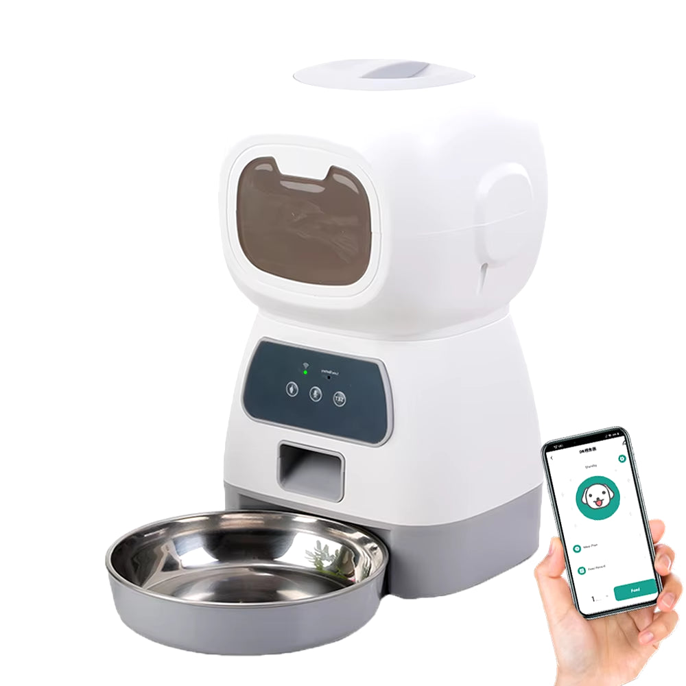 3.5L Smart Automatic Pet Feeder with WiFi App Control and Timed Dosing, Includes 2L Automatic Water Fountain and Cat Bowl