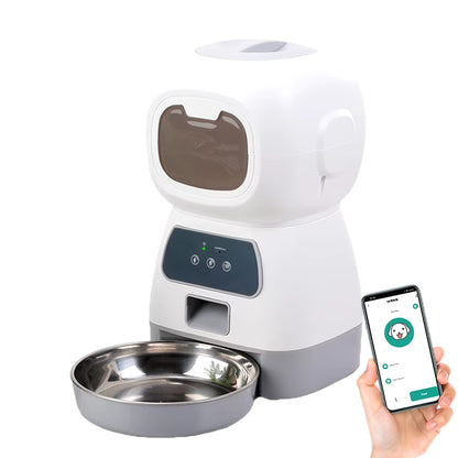 3.5L Smart Automatic Pet Feeder with WiFi App Control and Timed Dosing, Includes 2L Automatic Water Fountain and Cat Bowl