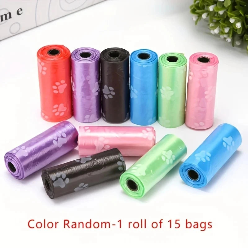 Degradable Dog Waste Bags - 10 Rolls with Printed Design and Dispenser