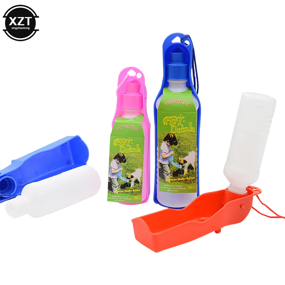 Portable Outdoor Dog Water Bottle with Foldable Feeding Bowl and Automatic Water Dispensing System