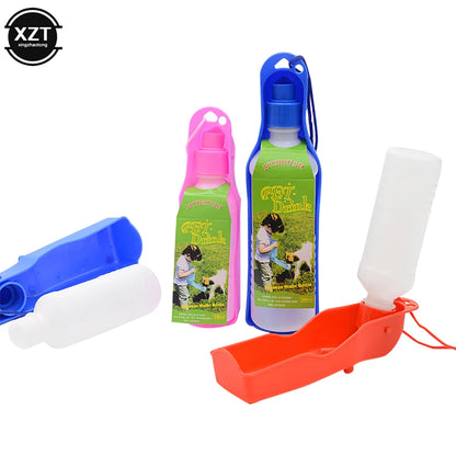 Portable Outdoor Dog Water Bottle with Foldable Feeding Bowl and Automatic Water Dispensing System
